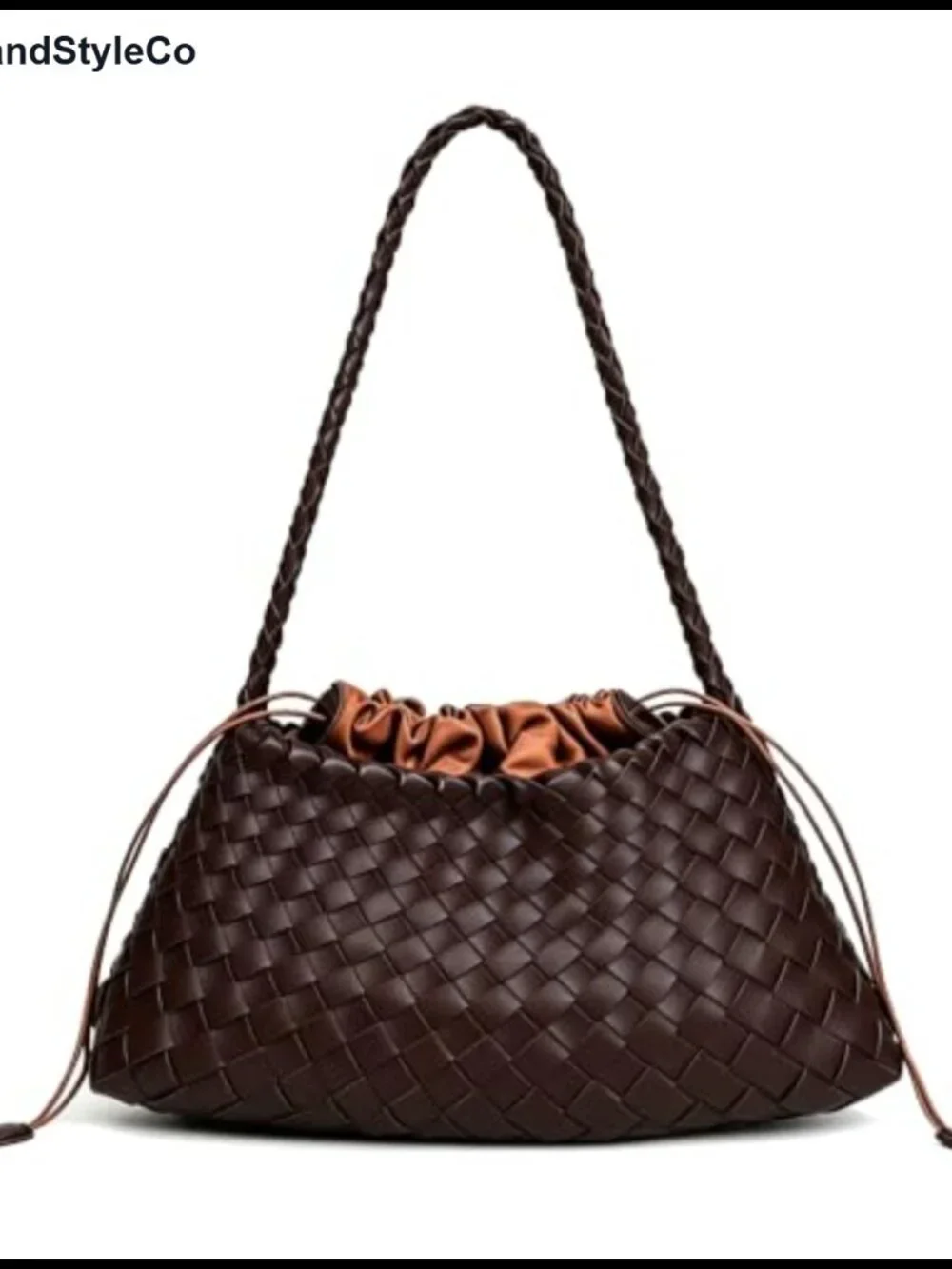 Hand-Woven Faux Leather Woven Shoulder Bag Slouchy Hobo Tote Purse